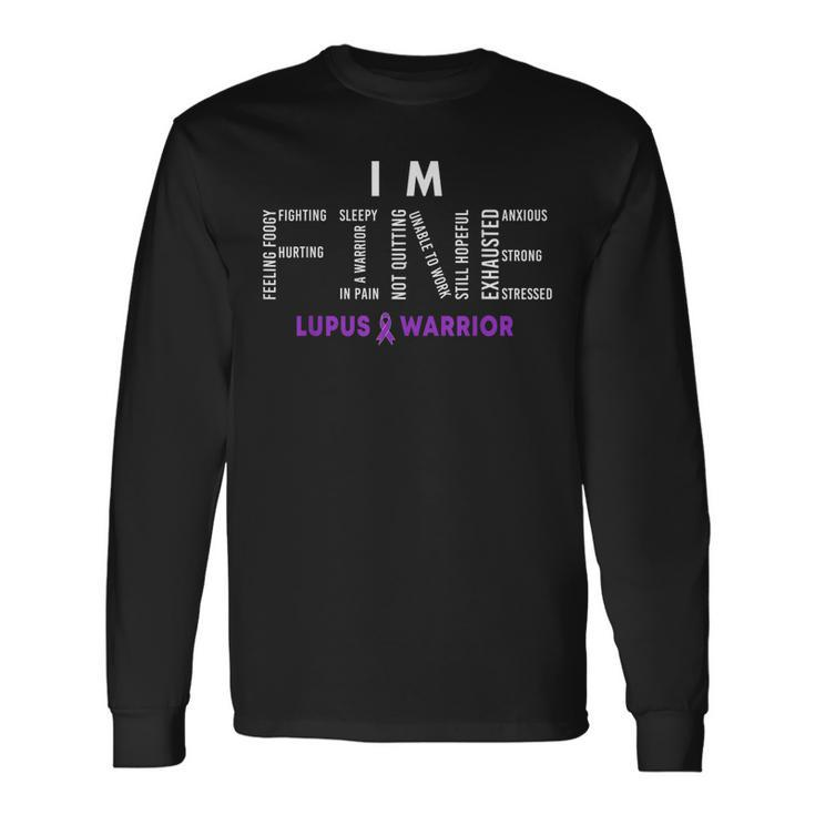 Im Fine Lupus Warrior Lupus Awareness Month Purple Ribbon Long Sleeve T-Shirt T-Shirt