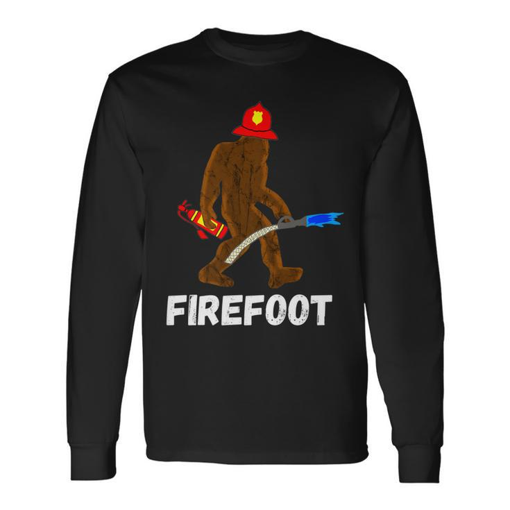Fire Fighter Bigfoot Fireman Sasquatch Firefighter Long Sleeve T-Shirt