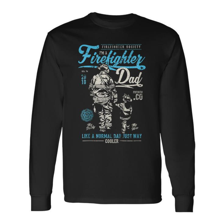 Firefighter Fathers Day Retro Dad Xmas Long Sleeve T-Shirt T-Shirt