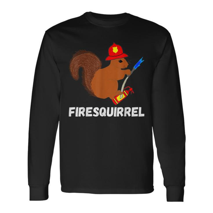 Firefighter Squirrel Fire Fighter Rodent Fireman Long Sleeve T-Shirt