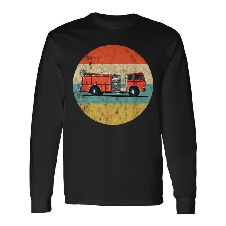 Firefighter Vintage Retro Fireman Fire Truck Firefighting Long Sleeve T-Shirt