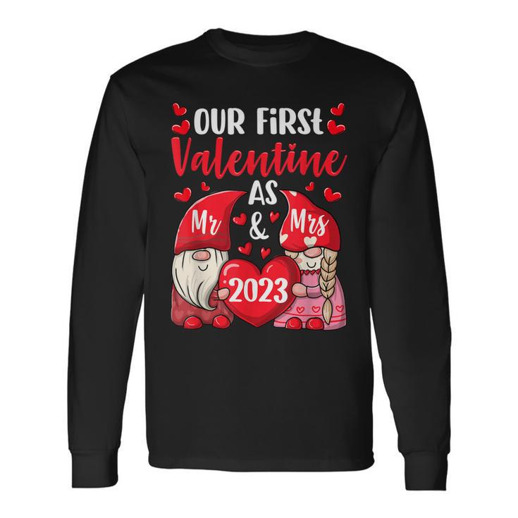 Our First Valentine As Mr And Mrs 2023 Hearts Valentines Day Long Sleeve T-Shirt