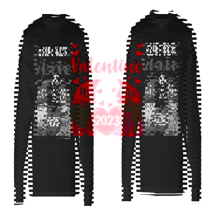 Our First Valentine As Mr And Mrs 2023 Hearts Valentines Day Long Sleeve T-Shirt