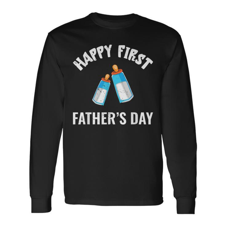 First Year Fathers Day Baby Bottles Milk Best Daddy Long Sleeve T-Shirt T-Shirt