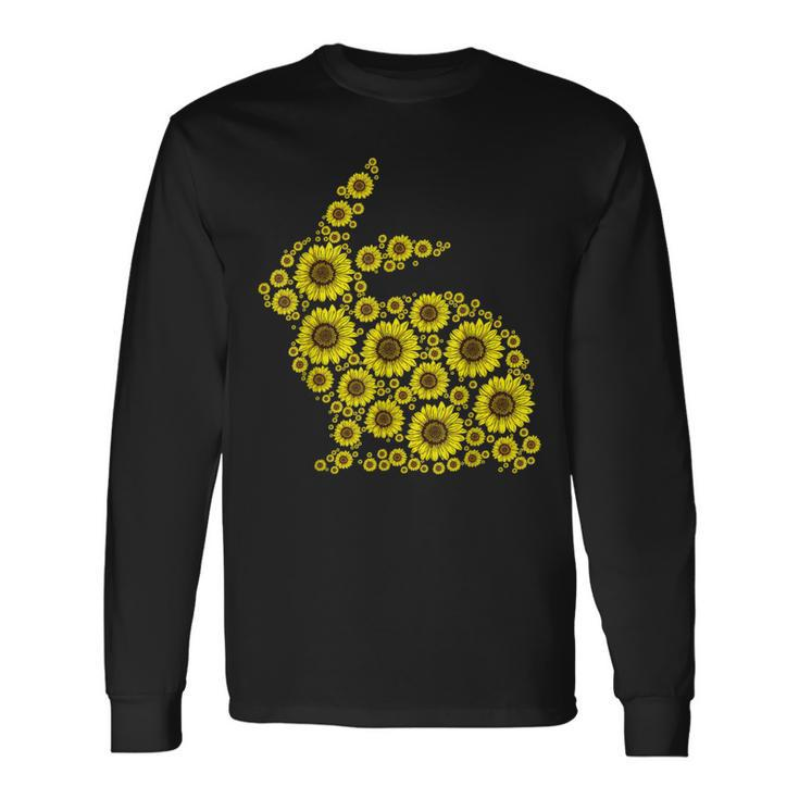 Floral Easter Bunny Eggs Hunting Girl Sunflower Rabbit Long Sleeve T-Shirt T-Shirt