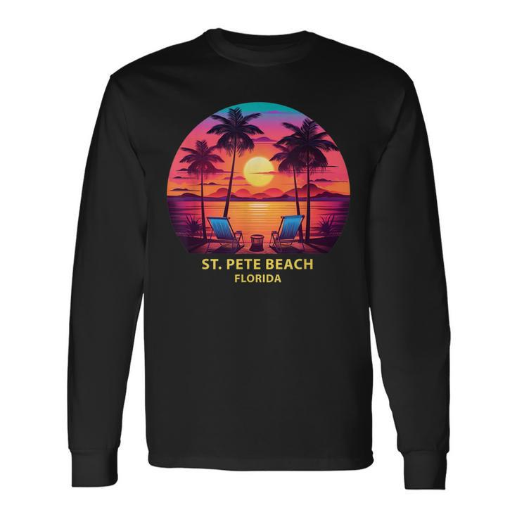 Florida St Pete Beach Colorful Palm Trees Beach Long Sleeve T-Shirt T-Shirt