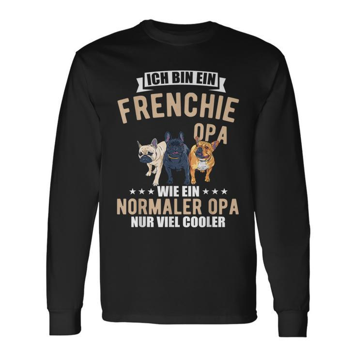Französische Bulldogge Opa Langarmshirts für Herren, Hundebesitzer Tee Geschenkideen