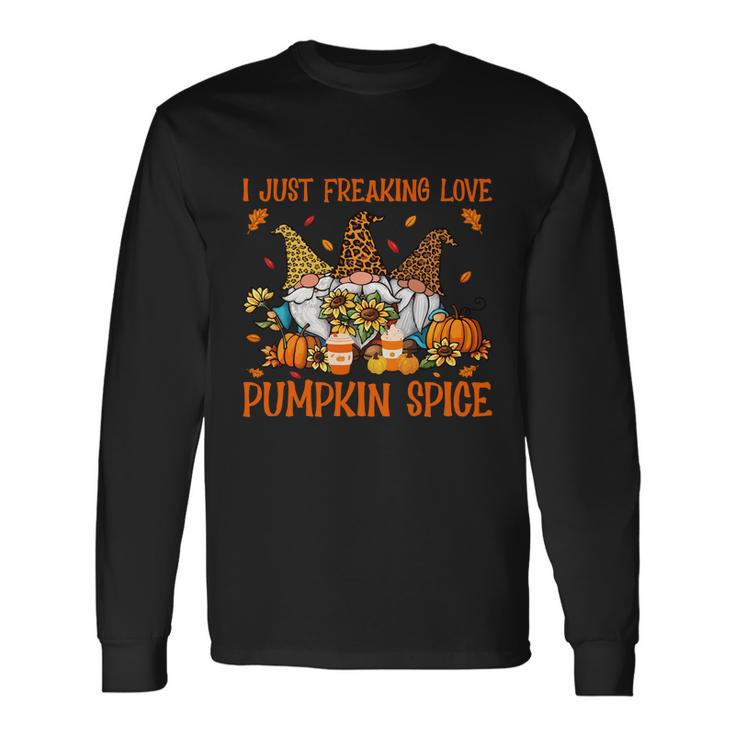 Freaking Love Pumpkin Spice Thanksgiving Gnome Sunflower Long Sleeve T-Shirt