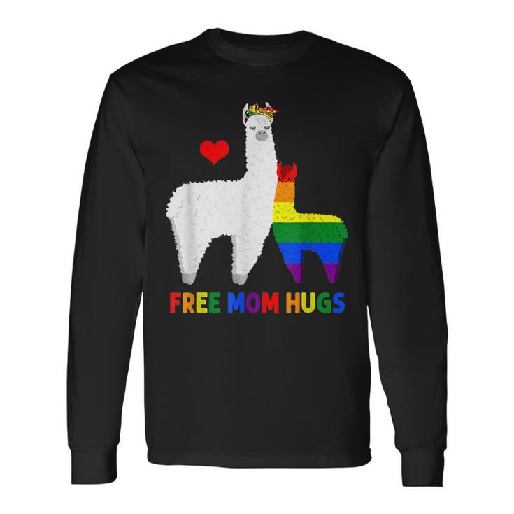 Free Mom Hugs Rainbow Heart Mama Llama Lgbt Pride Month Long Sleeve T-Shirt T-Shirt