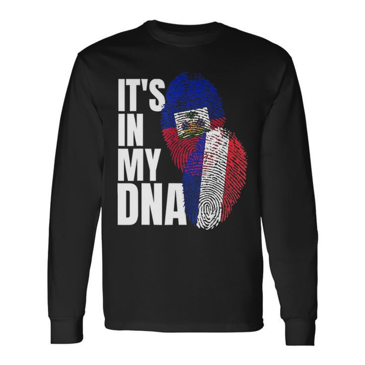 French And Haitian Mix Dna Heritage Flag Long Sleeve T-Shirt