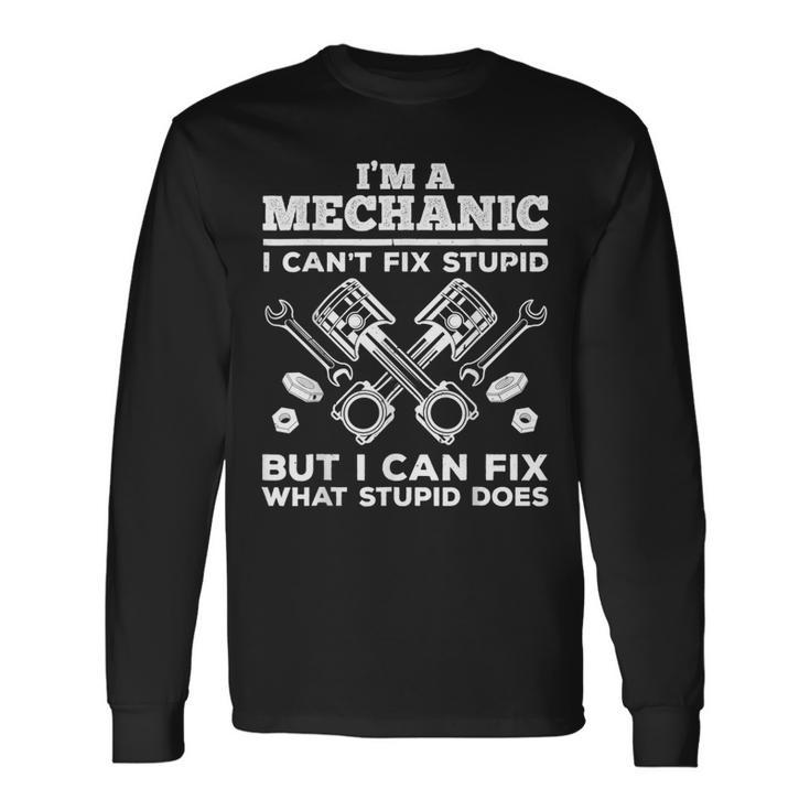 Funny Mechanic For Men Dad Car Auto Diesel Automobile Garage  Men Women Long Sleeve T-shirt Graphic Print Unisex
