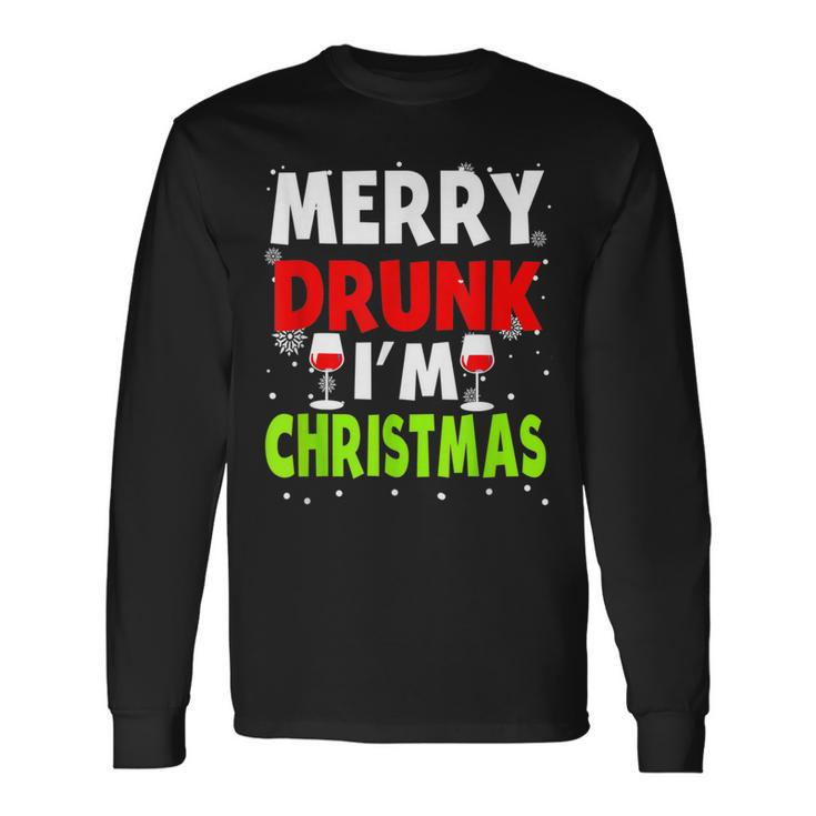 Funny Merry Drunk Im Christmas Naughty Drinking Quotes  Men Women Long Sleeve T-shirt Graphic Print Unisex