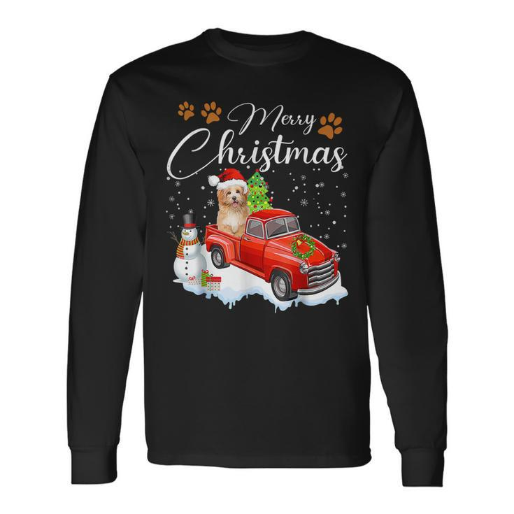 Funny Shih Tzu Dog Snow Red Truck Christmas Xmas Tree Pajama  Men Women Long Sleeve T-shirt Graphic Print Unisex