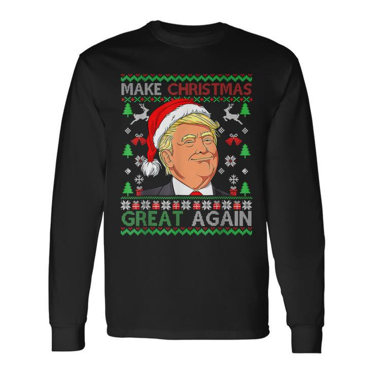 Funny Trump 2024 Make Christmas Great Again Ugly Sweater  V6 Men Women Long Sleeve T-shirt Graphic Print Unisex
