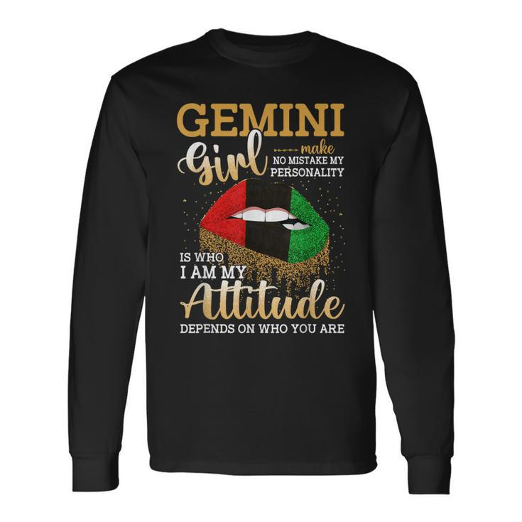 Gemini Girl Lip Blacks Birthday Long Sleeve T-Shirt