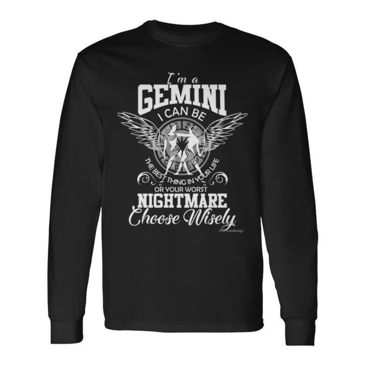 Gemini Zodiac Sign Long Sleeve T-Shirt