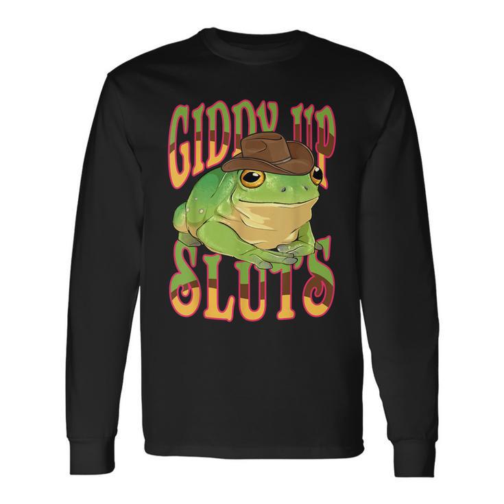 Giddy up sluts cowboy frog shirt, hoodie, sweater, long sleeve and