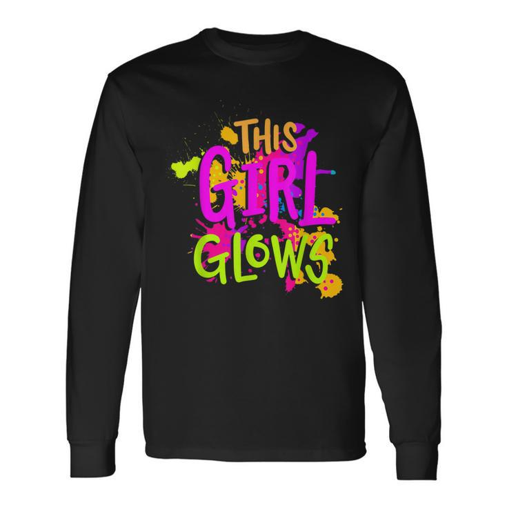 This Girl Glows Costume 80S Glow Halloween Party Outfit Long Sleeve T-Shirt T-Shirt