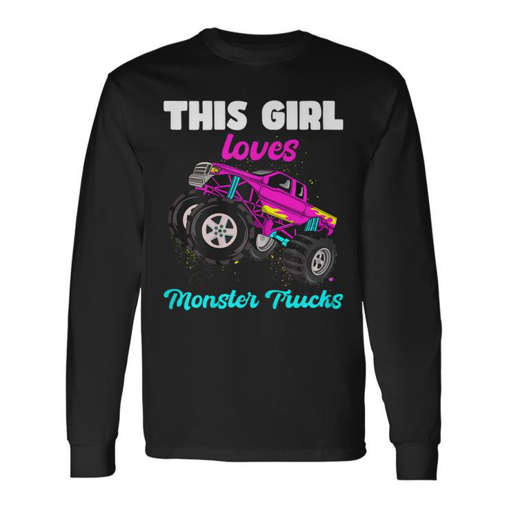 This Girl Loves Monster Trucks Pink Monster Truck Girl Long Sleeve T-Shirt