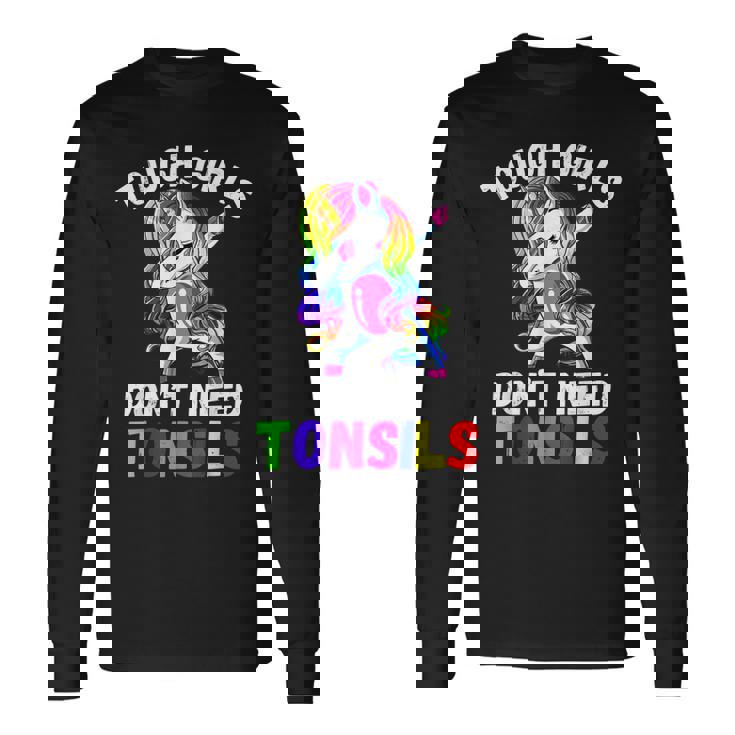 Girls Unicorn Tonsil Removal Tonsil Surgery Recovery Long Sleeve T-Shirt Gifts ideas