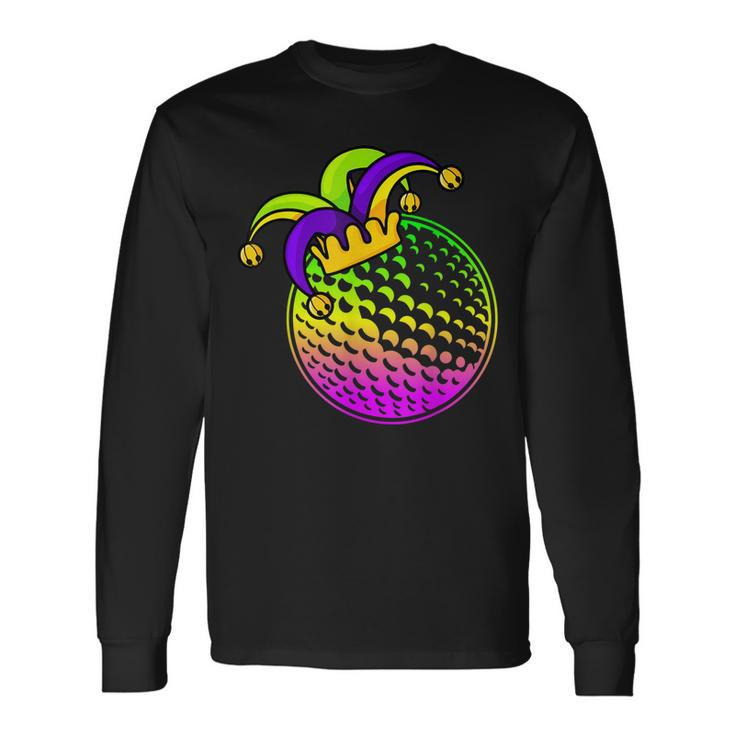 Golf Ball With Jester Hat Mardi Gras Fat Tuesday Parade Men Long Sleeve T-Shirt