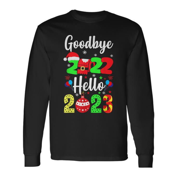 Goodbye 2022 Hello 2023 Happy New Years Eve Christmas Xmas  Men Women Long Sleeve T-shirt Graphic Print Unisex