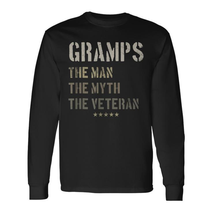 Gramps Man Myth Veteran Fathers Day Gift Retired Military Men Women Long Sleeve T-shirt Graphic Print Unisex Gifts ideas