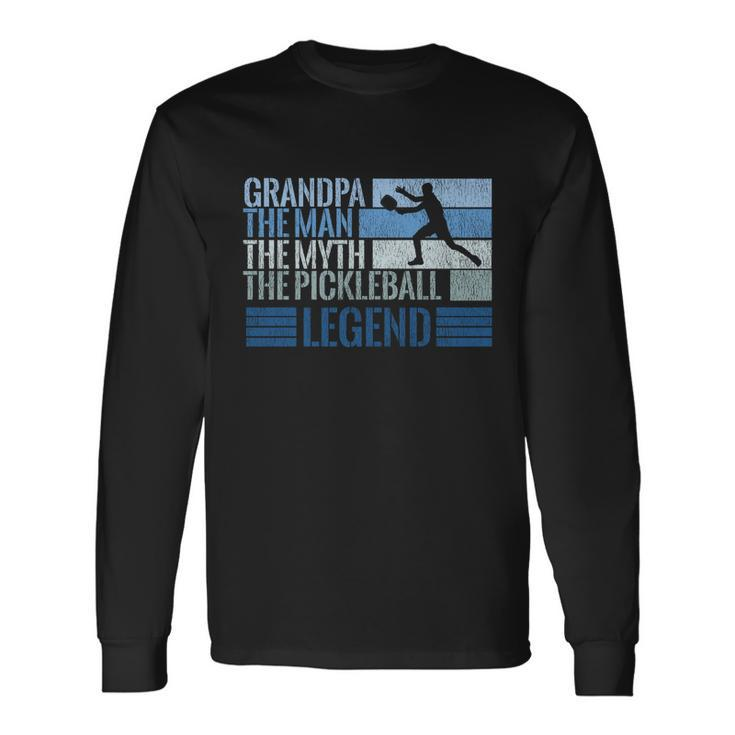 Grandpa Myth Pickleball Legend Vintage Blue Graphic Long Sleeve T-Shirt Gifts ideas