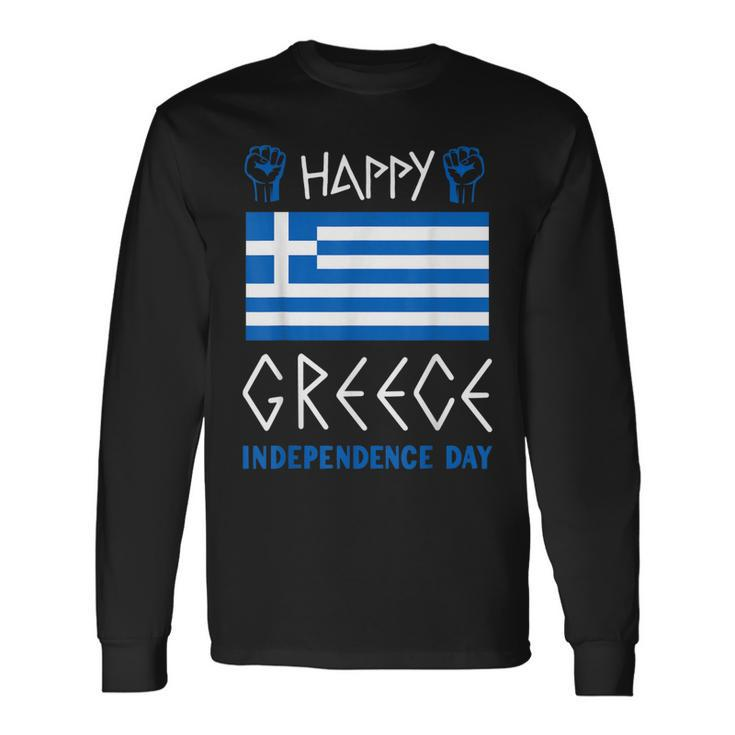 Greek Independence Day Greek Flag Patriotic Pride 25Th March Long Sleeve T-Shirt T-Shirt