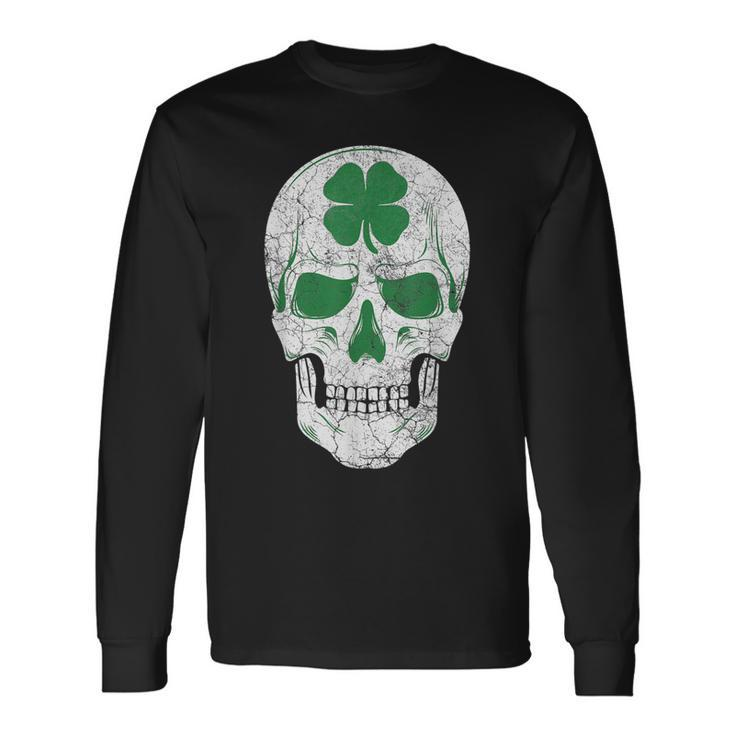 Green Shamrock Skull Irish Ireland St Patricks Day Long Sleeve T-Shirt T-Shirt