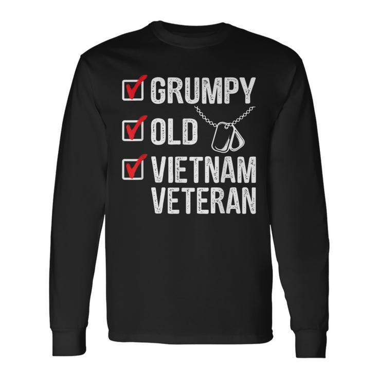 Grumpy Old Vietnam Veteran Funny Fathers Day Gift  Men Women Long Sleeve T-shirt Graphic Print Unisex