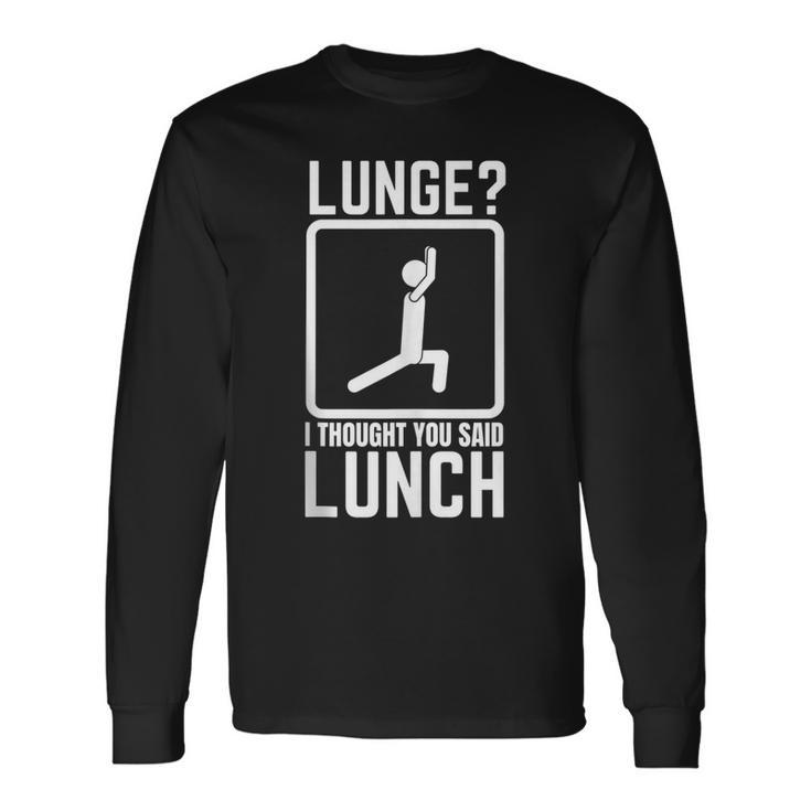 Gym Workout Top Lunge Lunch Stick Figure Long Sleeve T-Shirt
