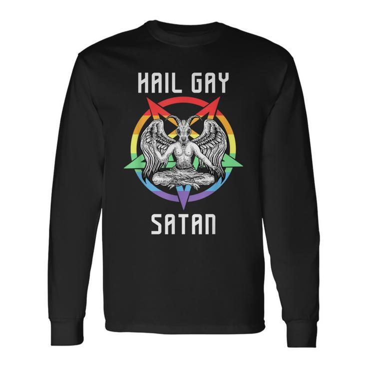 Hail Gay Satan Lgbt Goth Gay Pride Baphomet Long Sleeve T-Shirt T-Shirt