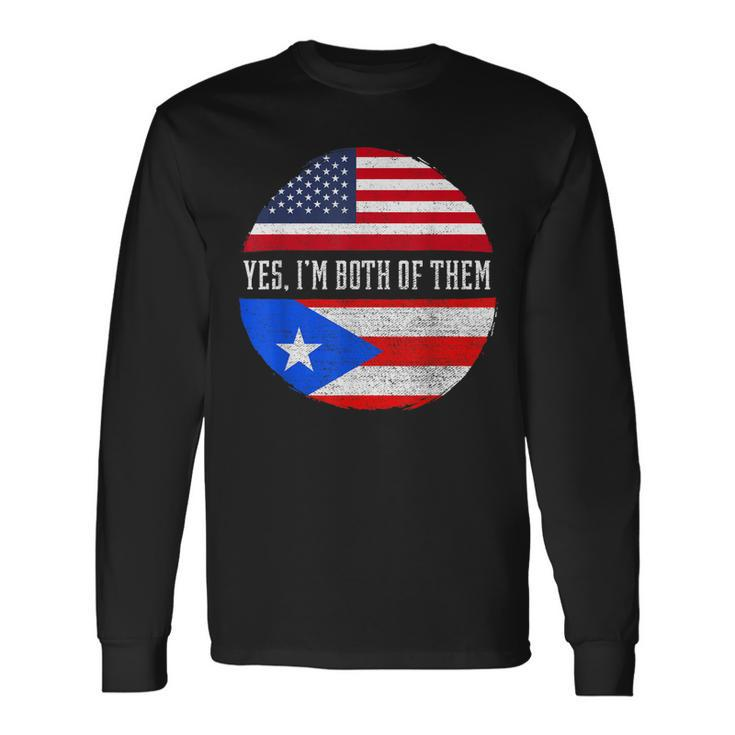 Half American Half Puerto Rican Usa Flag Puerto Rico Dna Long Sleeve T-Shirt T-Shirt