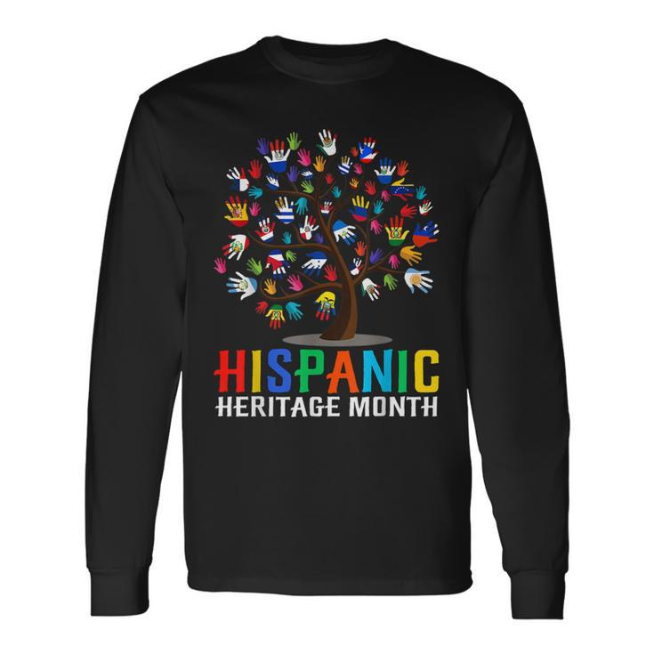 Hand Flag Tree Root Latino National Hispanic Heritage Month Long Sleeve T-Shirt T-Shirt