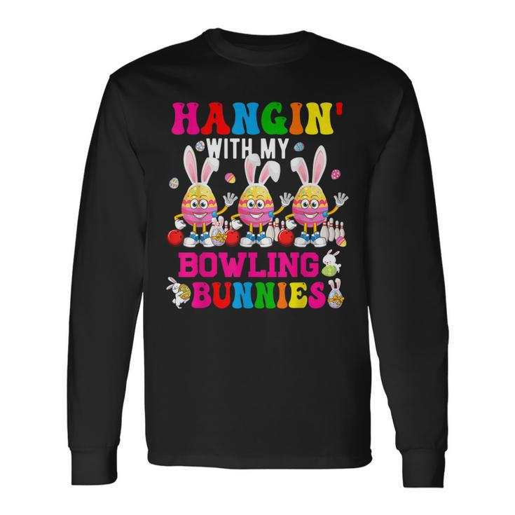 Hangin With My Bowling Bunnies Three Cute Bunny Eggs Player Long Sleeve T-Shirt