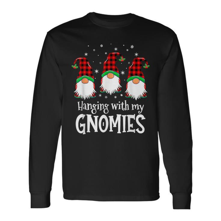 Hanging With My Gnomies Red Plaid Gnomes Merry Christmas Men Women Long Sleeve T-Shirt T-shirt Graphic Print