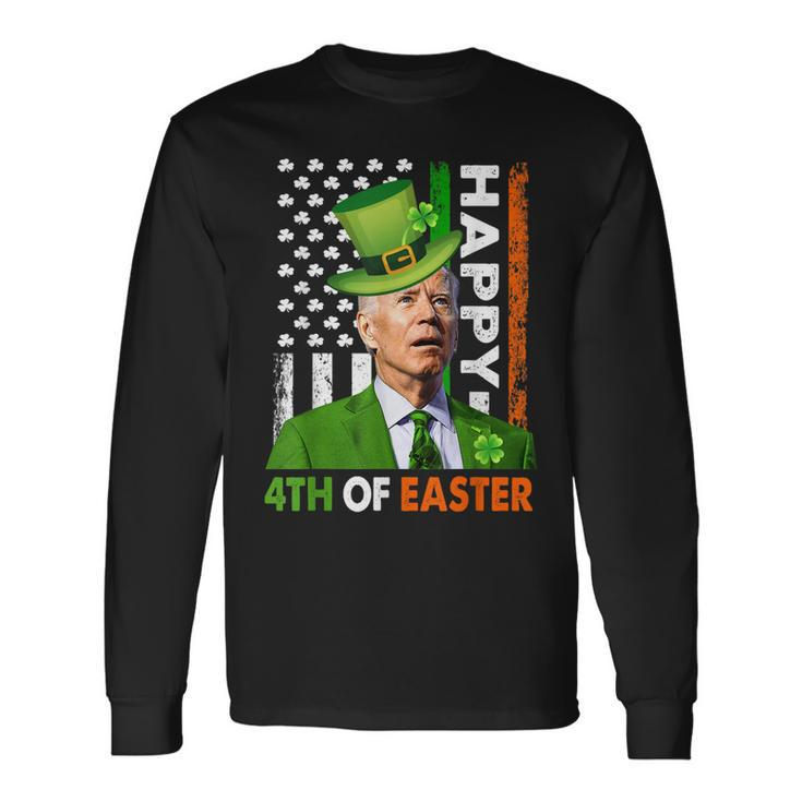 Happy 4Th Of Easter Joe Biden St Patricks Day Leprechaun Hat Long Sleeve T-Shirt