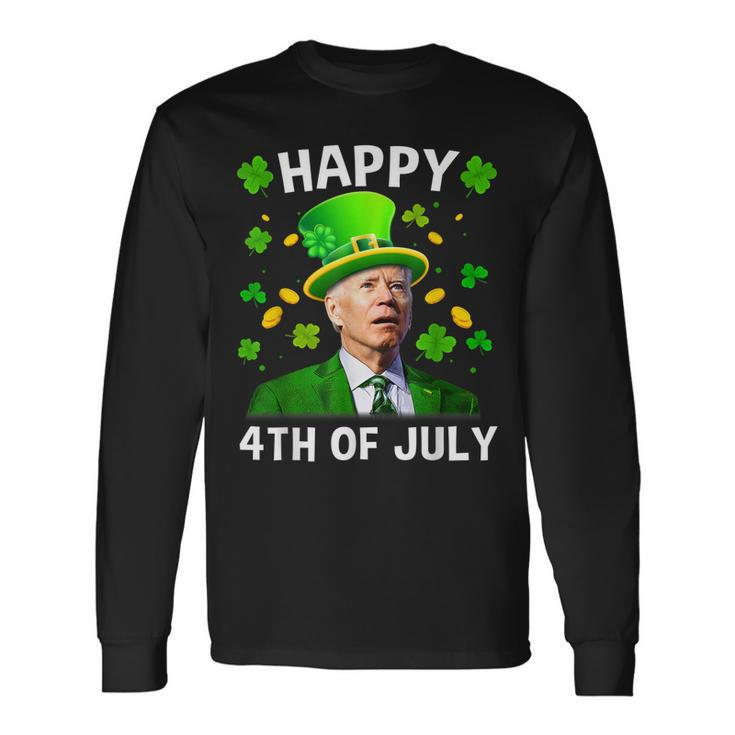 Happy 4Th Of July Confused Joe Biden St Patricks Day Long Sleeve T-Shirt