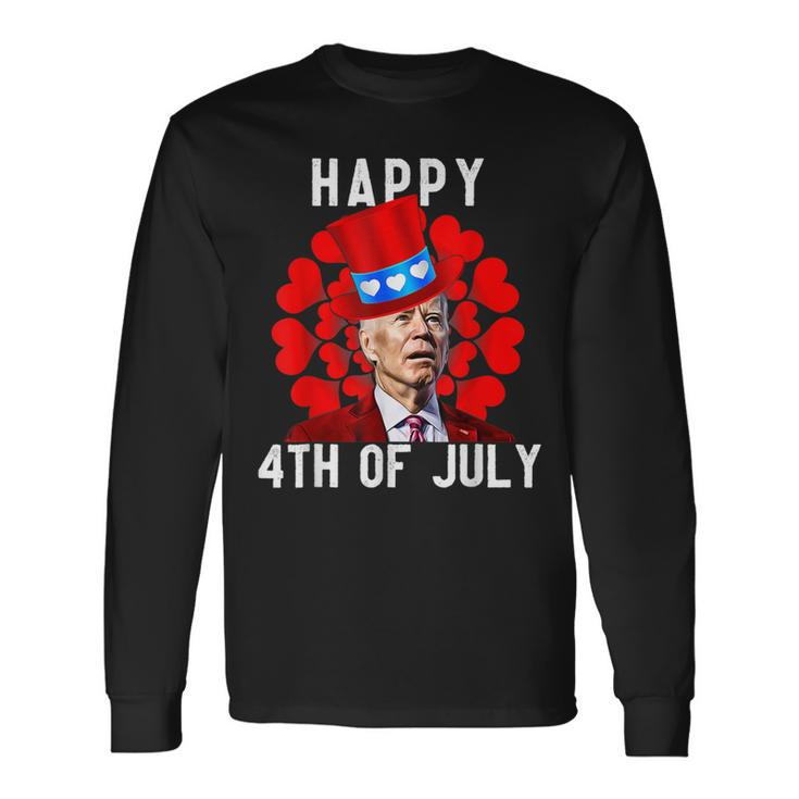 Happy 4Th Of July Confused Joe Biden Valentines Day Long Sleeve T-Shirt