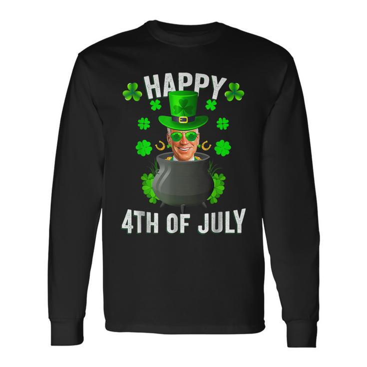 Happy 4Th Of July Joe Biden Leprechaun St Patricks Day Long Sleeve T-Shirt
