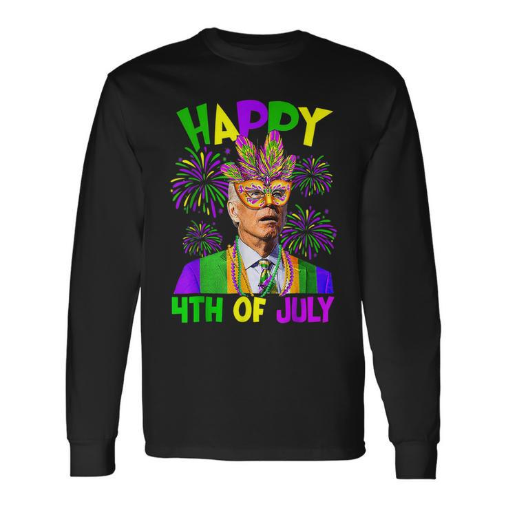 Happy 4Th Of July Joe Biden Mardi Gras Party Carnival Long Sleeve T-Shirt