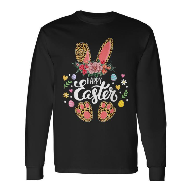 Happy Easter Bunny Leopard Easter Egg Hunt Squad Easter Day Long Sleeve T-Shirt T-Shirt