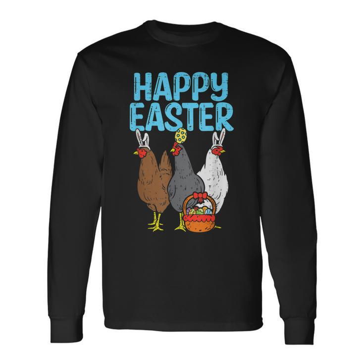 Happy Easter Chicken Bunnies Egg Poultry Farm Animal Farmer Long Sleeve T-Shirt T-Shirt