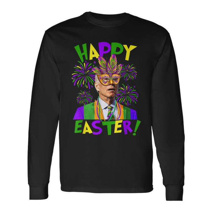 Happy Easter Confused Joe Biden Mardi Flag Costume V2 Long Sleeve T-Shirt