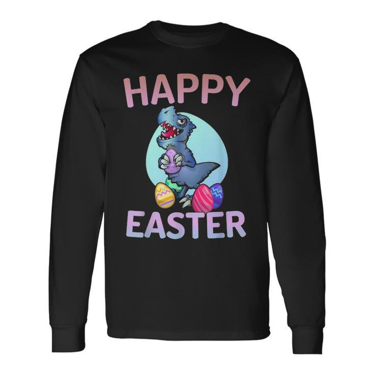 Happy Easter Dinosaur Rex Eggs Easter Long Sleeve T-Shirt