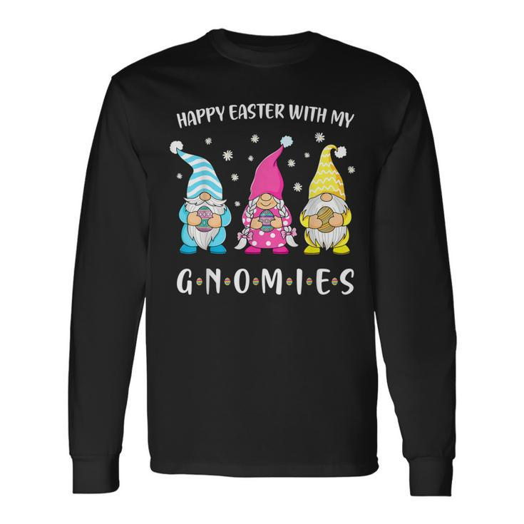 Happy Easter With My Gnomies Girls Women Easter Gnome Long Sleeve T-Shirt
