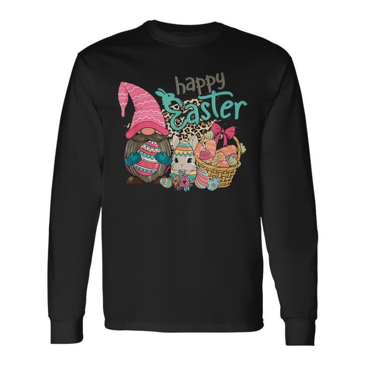 Happy Easter Leopard Egg Bunny Gnome Girls Toddler Long Sleeve T-Shirt