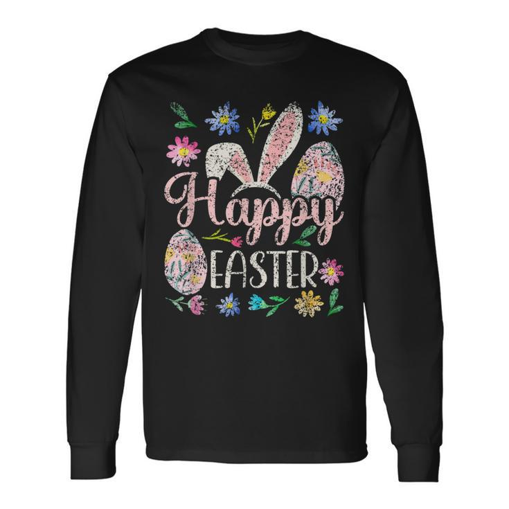 Happy Easter Sayings Egg Bunny Long Sleeve T-Shirt T-Shirt