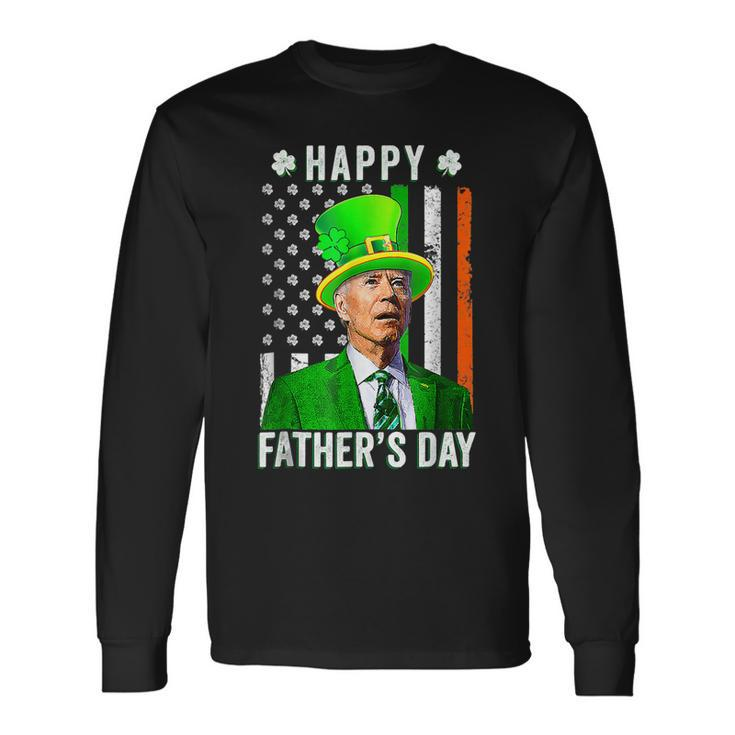 Happy Fathers Day Joe Biden St Patricks Day Leprechaun Hat Long Sleeve T-Shirt